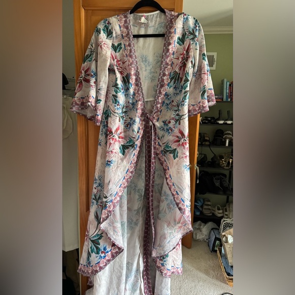Floral Kimono with Tie Front - Picture 1 of 2
